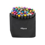 Carti si Birotica - Birotica - Instrumente de scris - Markere si carioci - Set 48 Markere cu Alcool, 2 capete si geanta de depozitare, 15 cm, Multicolor, 14 x 11 x 17.5 cm - Infinity.ro