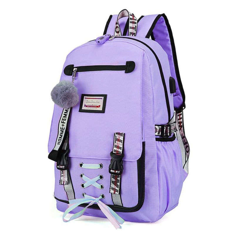 Carti si Birotica - Rechizite - Rucsacuri si genti scolare - Ghiozdan Smart pentru copii, Material impermeabil, Port USB, Lacat anti-furt, 20 - 35 L, 30 x 14 x 47 cm, Violet - Infinity.ro