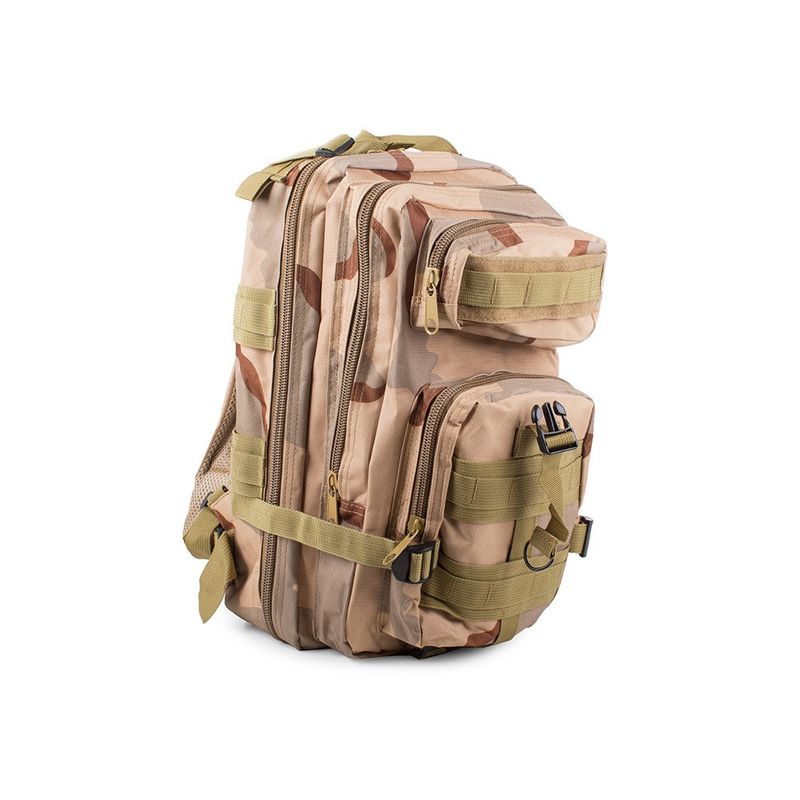 Sport si Outdoor - Articole de voiaj - Rucsacuri - Rucsac tactic militar, Capacitate 30L, Impermeabil, Nuante Bej Camuflaj, 43x24x25 cm - Infinity.ro