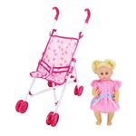 Jucarii, Copii si Bebe - Jucarii si jocuri - Papusi si accesorii - Carucioare papusi si accesorii - Carucior sport cu papusa Baby Lovely Bebeking - Infinity.ro