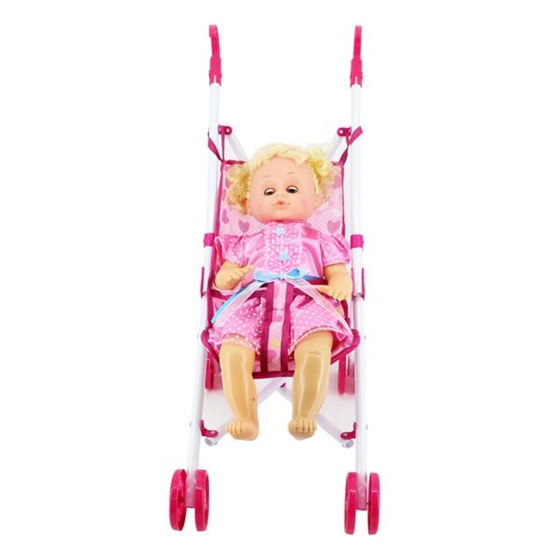 Jucarii, Copii si Bebe - Jucarii si jocuri - Papusi si accesorii - Carucioare papusi si accesorii - Carucior sport cu papusa Baby Lovely Bebeking - Infinity.ro