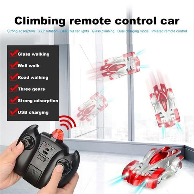 Jucarii, Copii si Bebe - Jucarii si jocuri - Vehicule si jucarii cu telecomanda - Masinute - Masinuta WALL RALLYST care merge pe tavan rosie - Infinity.ro