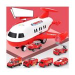 Jucarii, Copii si Bebe - Jucarii si jocuri - Vehicule si jucarii cu telecomanda - Elicoptere, avioane si nave de jucarie - Avion cargo pentru copii cu 6 masinute- rosu - Infinity.ro