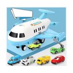 Jucarii, Copii si Bebe - Jucarii si jocuri - Vehicule si jucarii cu telecomanda - Elicoptere, avioane si nave de jucarie - Avion cargo pentru copii cu 6 masinute- bleu - Infinity.ro