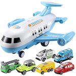Jucarii, Copii si Bebe - Jucarii si jocuri - Vehicule si jucarii cu telecomanda - Elicoptere, avioane si nave de jucarie - Avion cargo pentru copii cu 6 masinute- bleu - Infinity.ro