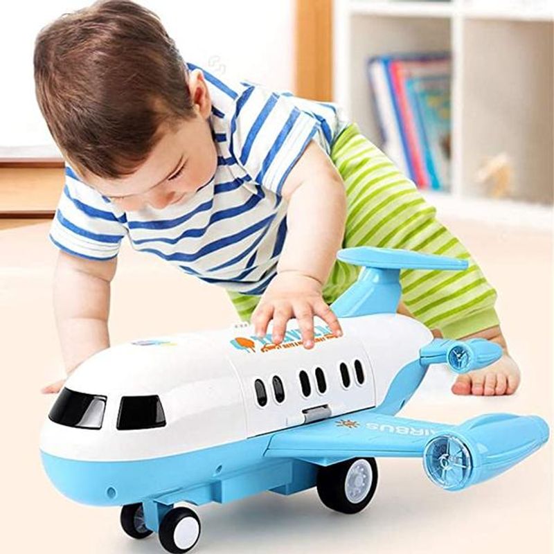 Jucarii, Copii si Bebe - Jucarii si jocuri - Vehicule si jucarii cu telecomanda - Elicoptere, avioane si nave de jucarie - Avion cargo pentru copii cu 6 masinute- bleu - Infinity.ro