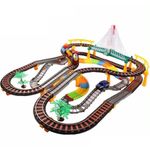 Jucarii, Copii si Bebe - Jucarii si jocuri - Vehicule si jucarii cu telecomanda - Masinute - Set Joc Pista de Curse 2-in-1 cu Masina si Trenulet - Infinity.ro