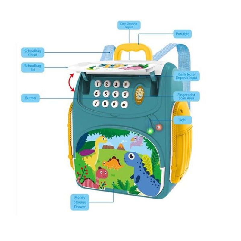 Carti si Birotica - Birotica - Accesorii de birou - Pusculite - Pusculita-rucsac pentru copii dinozaur multicolor Bebeking - Infinity.ro