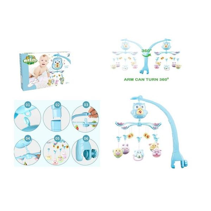 Jucarii, Copii si Bebe - Jucarii si jocuri - Jucarii bebelusi - Carusel patut - Carusel cu telecomanda pentru baieti-bufnita Bebeking - Infinity.ro