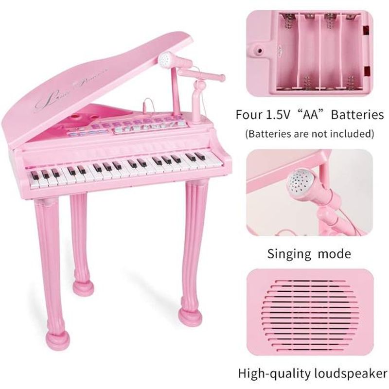 Jucarii, Copii si Bebe - Jucarii si jocuri - Jucarii de rol - Instrumente muzicale de jucarie - Pian cu microfon si scaun Little Princess Bebeking - Infinity.ro