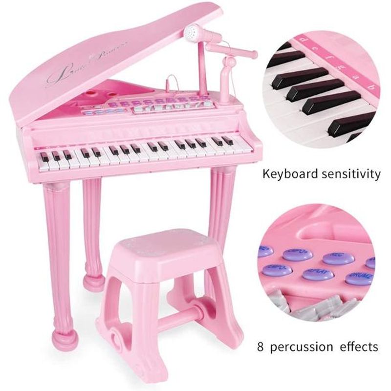 Jucarii, Copii si Bebe - Jucarii si jocuri - Jucarii de rol - Instrumente muzicale de jucarie - Pian cu microfon si scaun Little Princess Bebeking - Infinity.ro