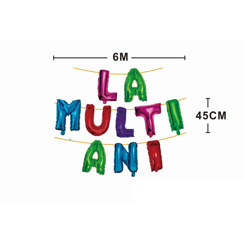 Casa si Gradina - Decoratiuni - Decoratiuni petrecere - Baloane - Baloane din folie metalizata Color, "la multi ani", 6 m x 45 cm - Infinity.ro