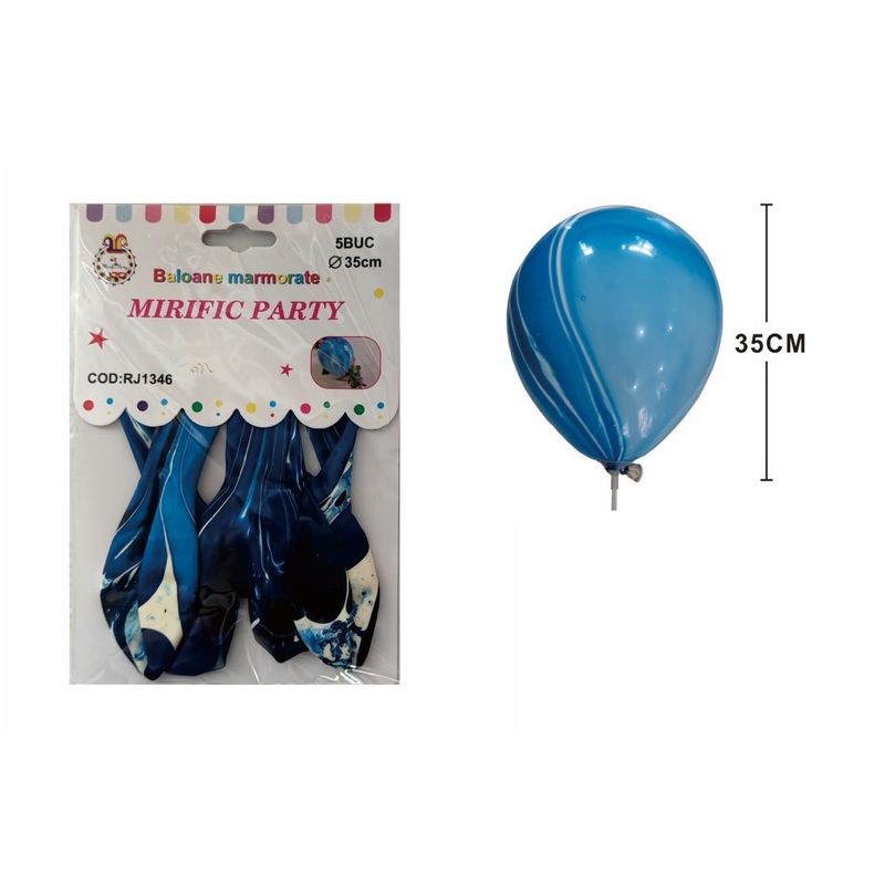 Casa si Gradina - Decoratiuni - Decoratiuni petrecere - Baloane - Set 5 Baloane latex, albastru marmorat, 35 cm - Infinity.ro