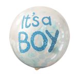 Casa si Gradina - Decoratiuni - Decoratiuni petrecere - Baloane - Set 5 baloane albe din latex umplute cu confeti albastre, it's a Boy, 35 cm - Infinity.ro