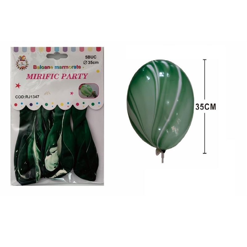 Casa si Gradina - Decoratiuni - Decoratiuni petrecere - Baloane - Set 5 Baloane latex, verde marmorat, 35 cm - Infinity.ro