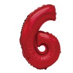Casa si Gradina - Decoratiuni - Decoratiuni petrecere - Baloane - Balon din folie metalizata, Mirific Party, cifra 6, 40 cm, Rosu - Infinity.ro