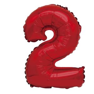 Balon din folie metalizata, Mirific Party, cifra 2, 40 cm, Rosu