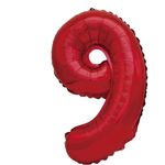 Casa si Gradina - Decoratiuni - Decoratiuni petrecere - Baloane - Balon din folie metalizata, Mirific Party, cifra 9, 40 cm, Rosu - Infinity.ro