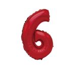 Casa si Gradina - Decoratiuni - Decoratiuni petrecere - Baloane - Balon din folie metalizata, Cifra 6, 100 cm, Rosu - Infinity.ro