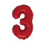 Casa si Gradina - Decoratiuni - Decoratiuni petrecere - Baloane - Balon din folie metalizata, Cifra 3, 100 cm, Rosu - Infinity.ro
