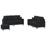 Casa si Gradina - Mobilier - Seturi de mobilier - Seturi living - Set de canapele cu perne, 3 piese, negru, catifea - Infinity.ro