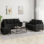 Casa si Gradina - Mobilier - Seturi de mobilier - Seturi living - Set de canapele cu perne, 3 piese, negru, catifea - Infinity.ro