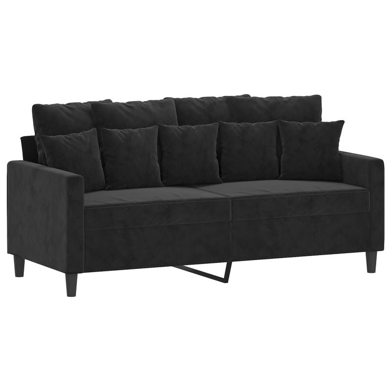 Casa si Gradina - Mobilier - Seturi de mobilier - Seturi living - Set de canapele cu perne, 3 piese, negru, catifea - Infinity.ro