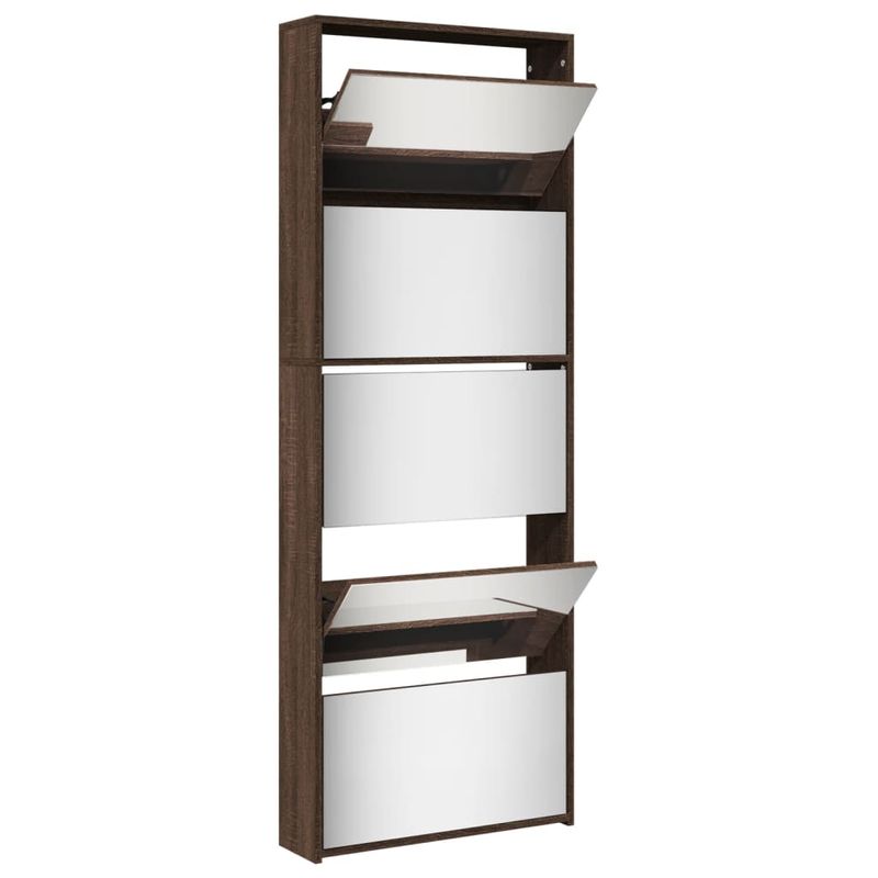 Casa si Gradina - Mobilier - Organizare si depozitare - Organizator incaltaminte - Pantofar cu oglinda, 5 niveluri, stejar maro, 63x17x169,5 cm - Infinity.ro