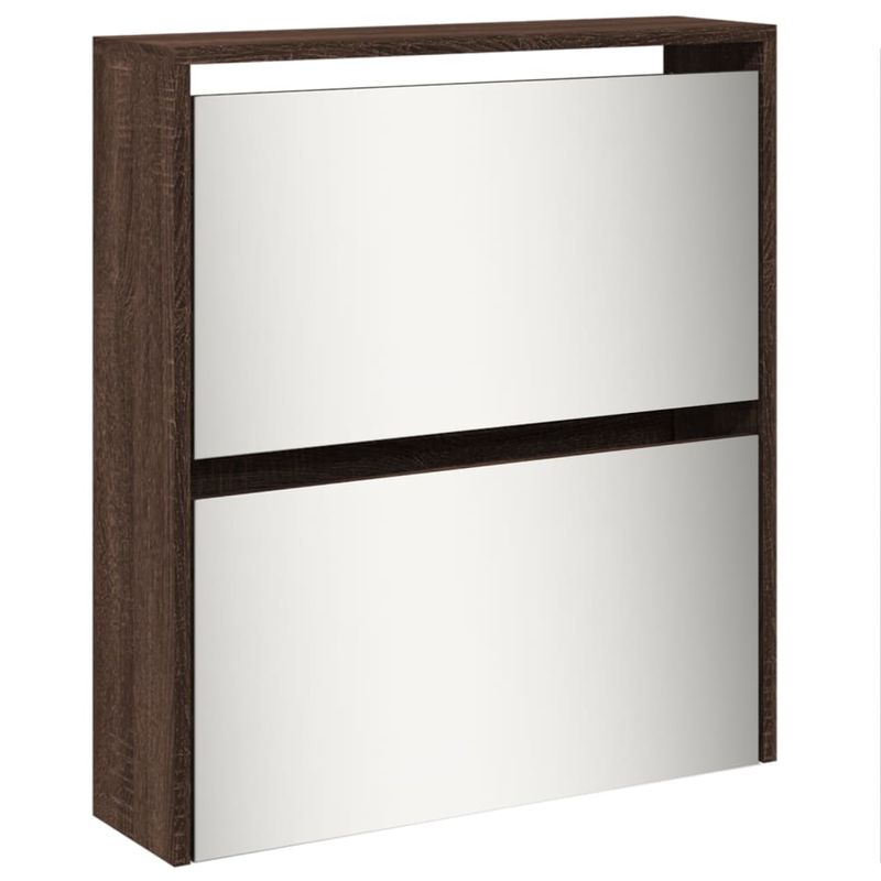 Casa si Gradina - Mobilier - Organizare si depozitare - Organizator incaltaminte - Pantofar cu oglinda, 5 niveluri, stejar maro, 63x17x169,5 cm - Infinity.ro