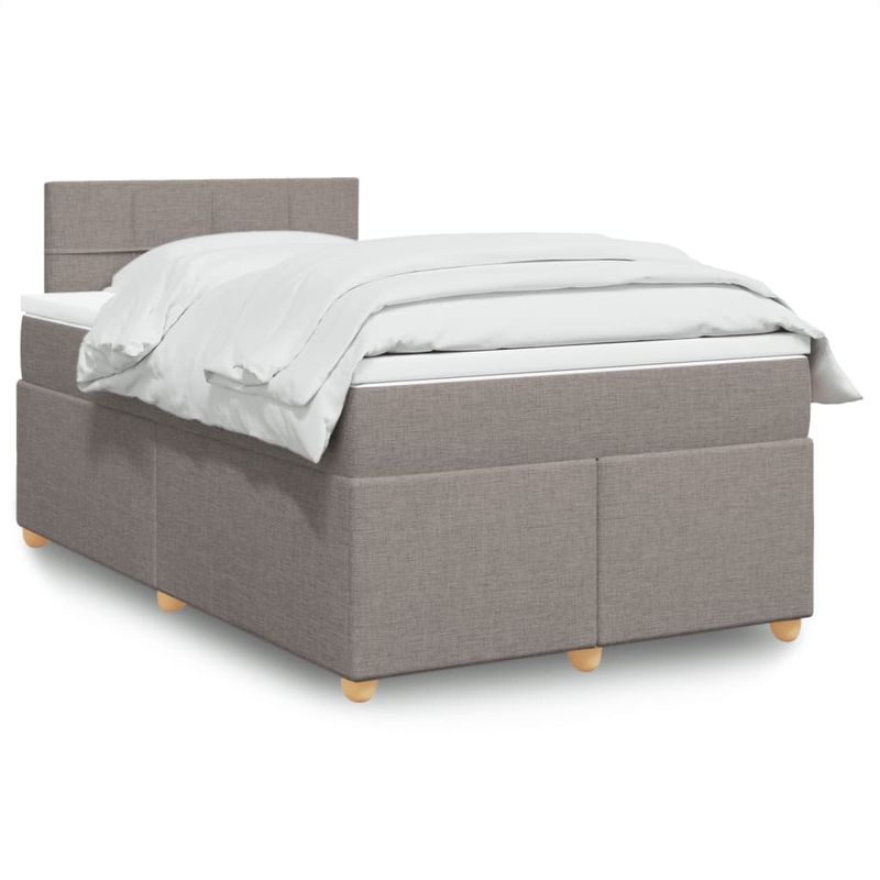 Casa si Gradina - Mobilier - Paturi si accesorii - Paturi - Pat box spring cu saltea, gri taupe, 120x200 cm, textil - Infinity.ro