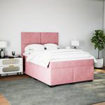 Casa si Gradina - Mobilier - Paturi si accesorii - Paturi - Pat box spring cu saltea, roz, 160x200 cm, catifea - Infinity.ro