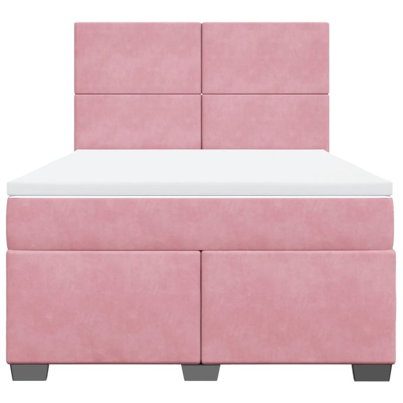 Casa si Gradina - Mobilier - Paturi si accesorii - Paturi - Pat box spring cu saltea, roz, 160x200 cm, catifea - Infinity.ro