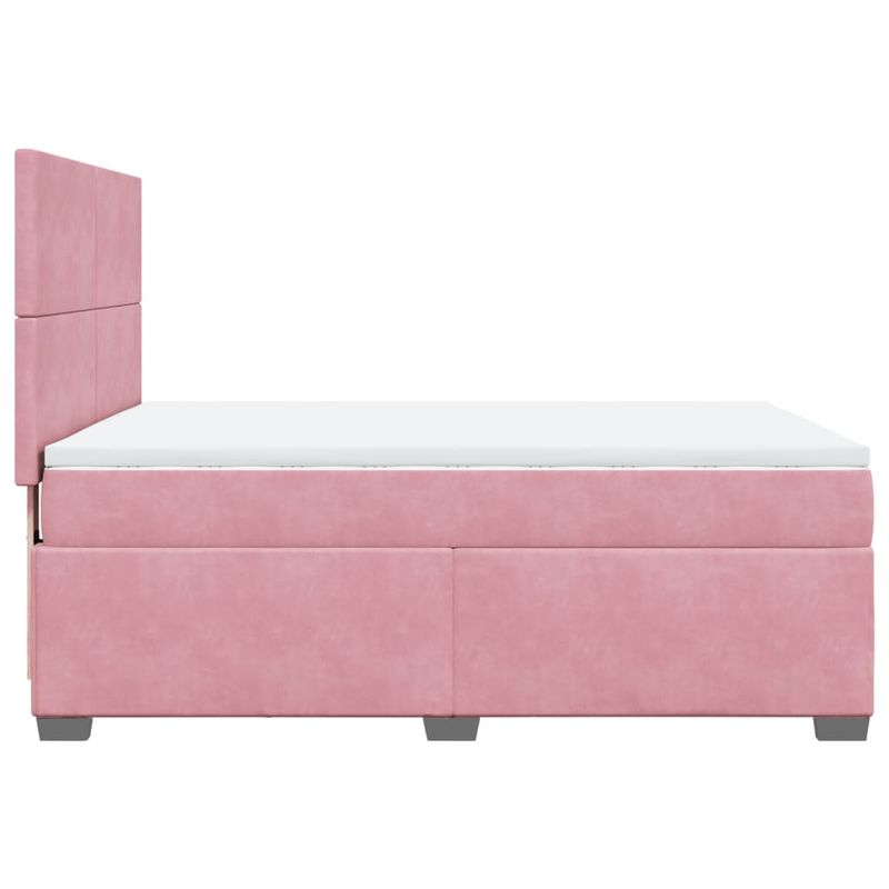 Casa si Gradina - Mobilier - Paturi si accesorii - Paturi - Pat box spring cu saltea, roz, 160x200 cm, catifea - Infinity.ro