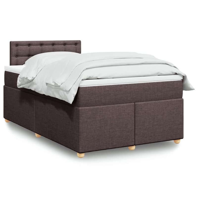 Casa si Gradina - Mobilier - Paturi si accesorii - Paturi - Pat box spring cu saltea, maro inchis, 120x200 cm, textil - Infinity.ro