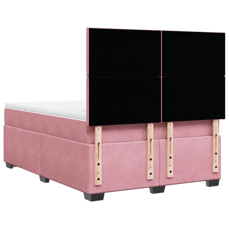 Casa si Gradina - Mobilier - Paturi si accesorii - Paturi - Pat box spring cu saltea, roz, 160x200 cm, catifea - Infinity.ro
