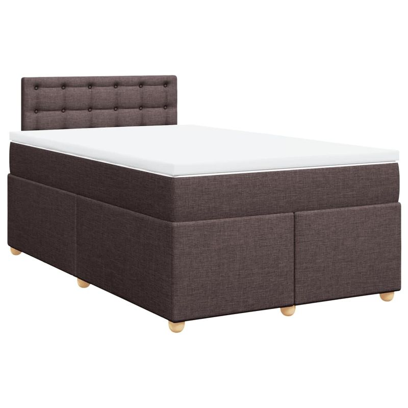 Casa si Gradina - Mobilier - Paturi si accesorii - Paturi - Pat box spring cu saltea, maro inchis, 120x200 cm, textil - Infinity.ro