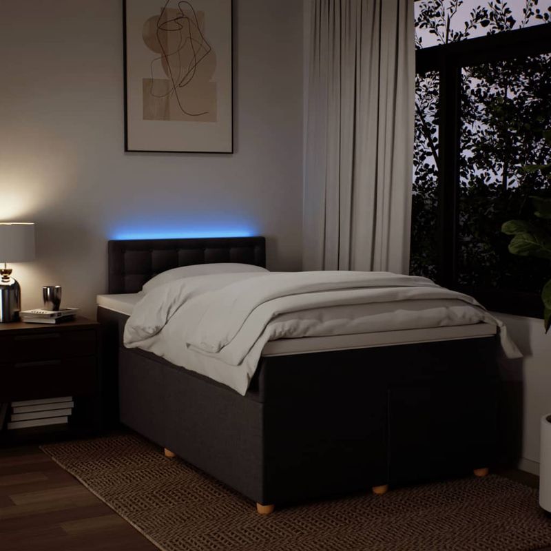 Casa si Gradina - Mobilier - Paturi si accesorii - Paturi - Pat box spring cu saltea, maro inchis, 120x200 cm, textil - Infinity.ro