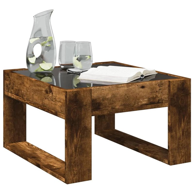 Casa si Gradina - Mobilier - Mese si birouri - Masute de cafea - Masuta de cafea cu LED infinity, stejar fumuriu, 50x53x30 cm - Infinity.ro