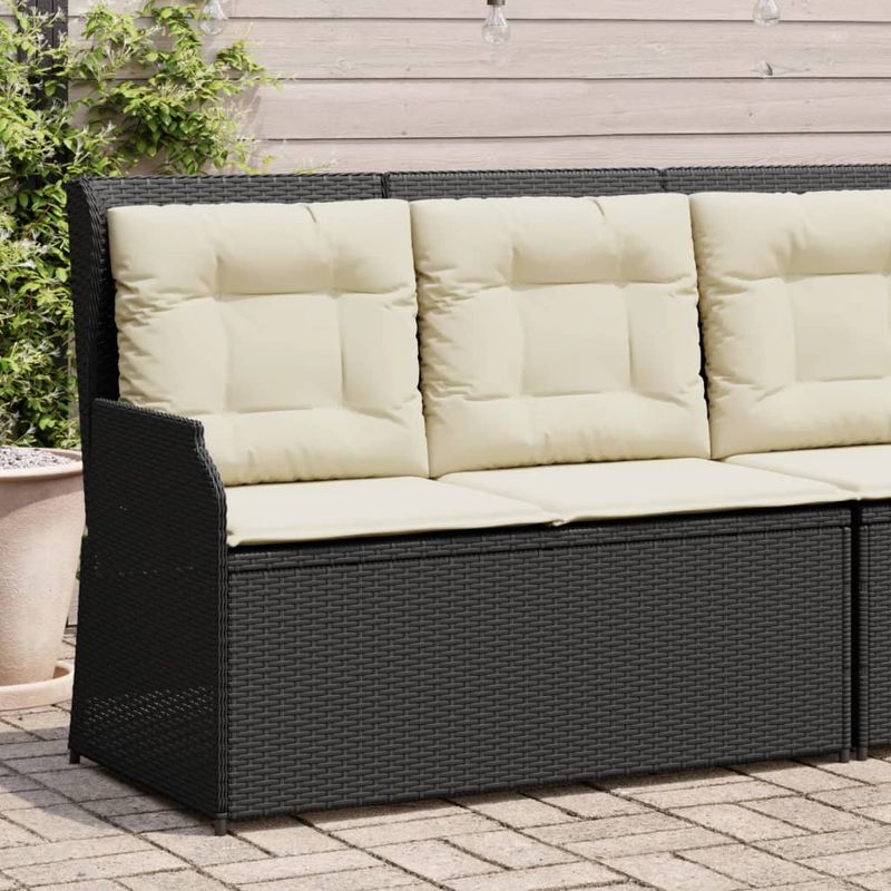 Casa si Gradina - Gradina si terasa - Mobilier exterior - Bancute de gradina - Banca de gradina rabatabila cu perne, negru, poliratan - Infinity.ro