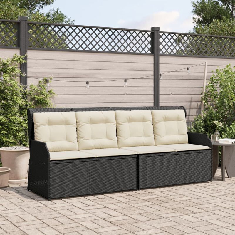Casa si Gradina - Gradina si terasa - Mobilier exterior - Bancute de gradina - Banca de gradina rabatabila cu perne, negru, poliratan - Infinity.ro