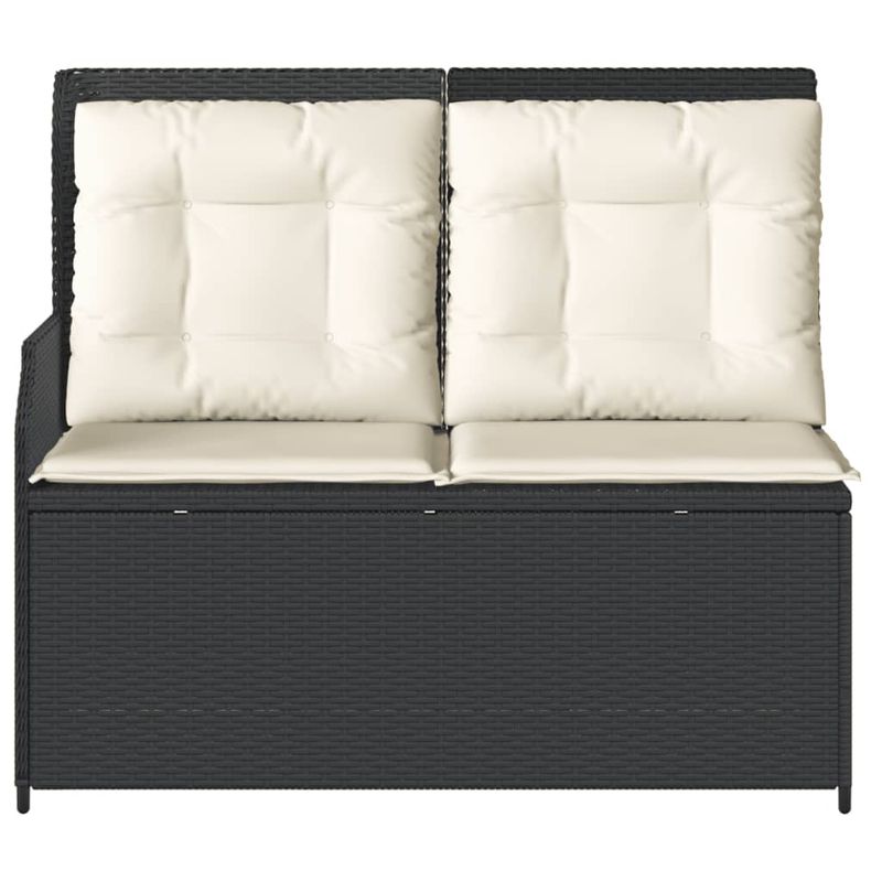Casa si Gradina - Gradina si terasa - Mobilier exterior - Bancute de gradina - Banca de gradina rabatabila cu perne, negru, poliratan - Infinity.ro