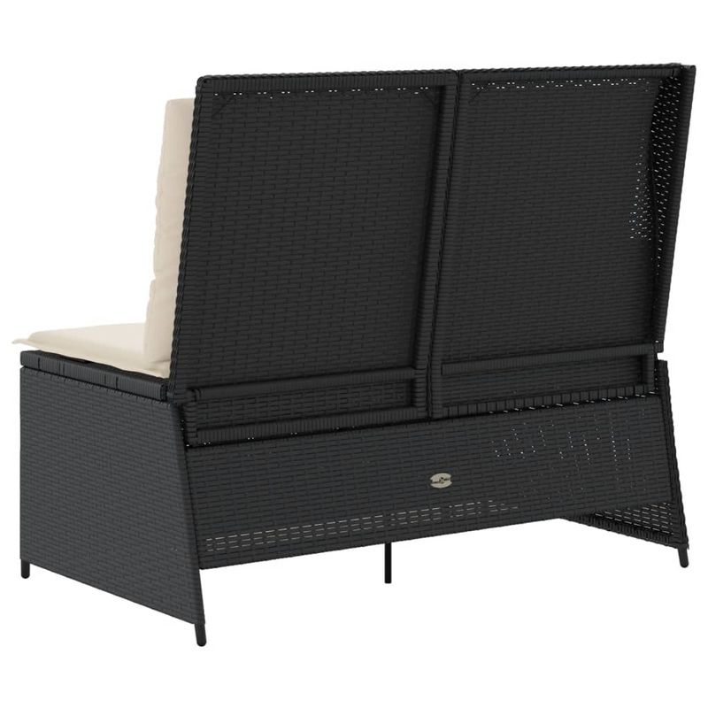 Casa si Gradina - Gradina si terasa - Mobilier exterior - Bancute de gradina - Banca de gradina rabatabila cu perne, negru, poliratan - Infinity.ro