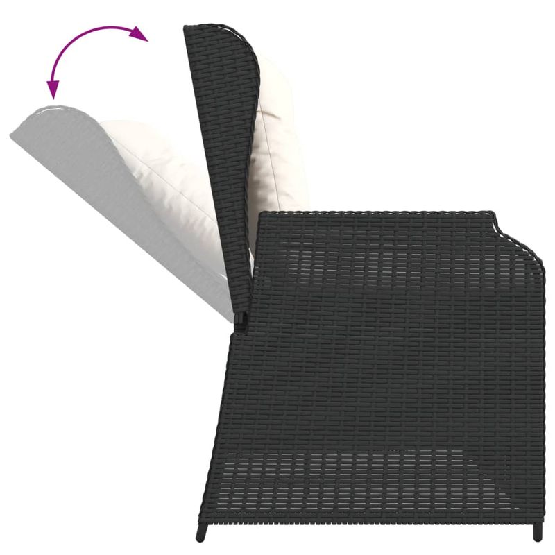 Casa si Gradina - Gradina si terasa - Mobilier exterior - Bancute de gradina - Banca de gradina rabatabila cu perne, negru, poliratan - Infinity.ro