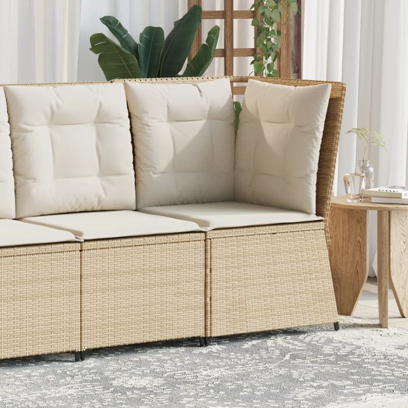 Casa si Gradina - Gradina si terasa - Mobilier exterior - Canapele si fotolii gradina - Canapea de colt de gradina cu perne, bej, poliratan - Infinity.ro