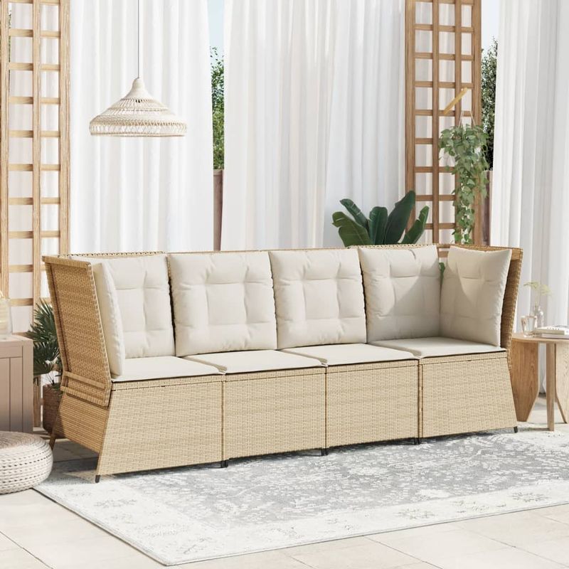 Casa si Gradina - Gradina si terasa - Mobilier exterior - Canapele si fotolii gradina - Canapea de colt de gradina cu perne, bej, poliratan - Infinity.ro