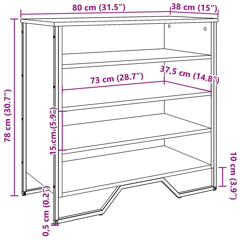 Casa si Gradina - Mobilier - Organizare si depozitare - Organizator incaltaminte - Pantofar, stejar fumuriu, 80x38x78 cm, lemn compozit - Infinity.ro