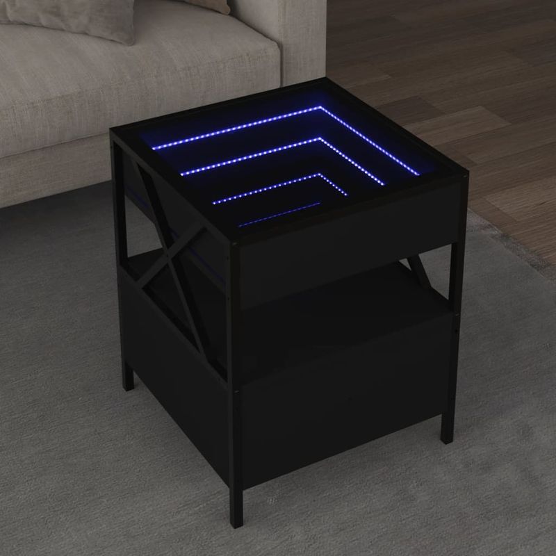 Casa si Gradina - Mobilier - Mese si birouri - Masute de cafea - Masuta de cafea cu LED infinity, negru, 40x40x51 cm - Infinity.ro