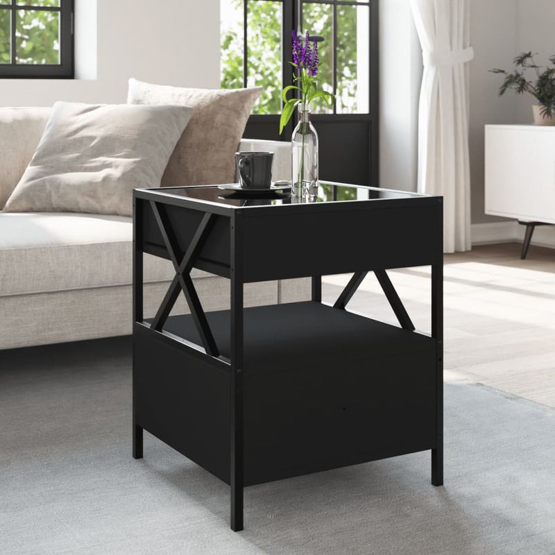 Casa si Gradina - Mobilier - Mese si birouri - Masute de cafea - Masuta de cafea cu LED infinity, negru, 40x40x51 cm - Infinity.ro