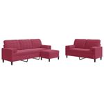 Casa si Gradina - Mobilier - Seturi de mobilier - Seturi living - Set canapea cu perne/rulouri, 3 piese, rosu vin, catifea - Infinity.ro