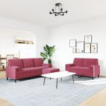 Casa si Gradina - Mobilier - Seturi de mobilier - Seturi living - Set canapea cu perne/rulouri, 3 piese, rosu vin, catifea - Infinity.ro